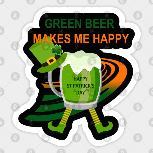 Green beer makes me happy Sticker by AmandaRain